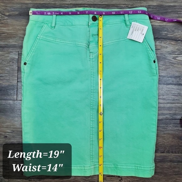 Anthropologie Holding Horses Denim Green Pencil Mini Skirt New Size 26 - Picture 7 of 7